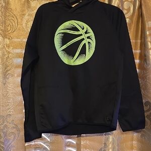 Boys Black Hoodie with Neon Green Basketball Graphic